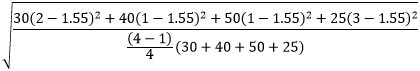 Weighted standard deviation of areas